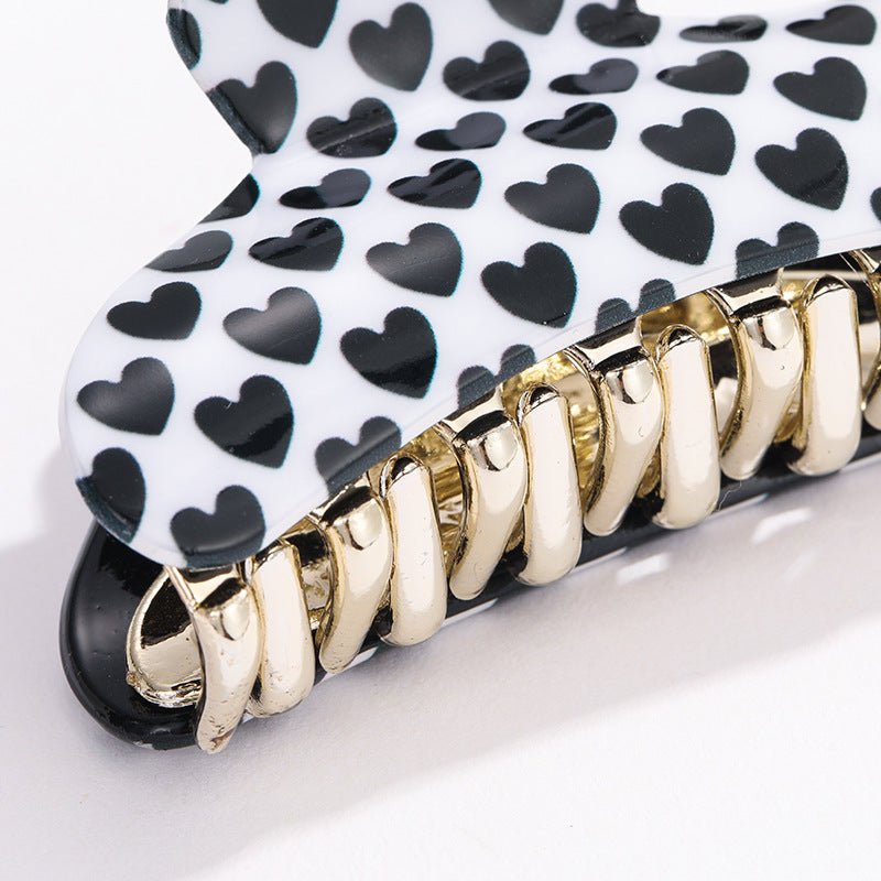 Wholesale Black and White Printed Pattern Polka Dot Acrylic Hair Clips